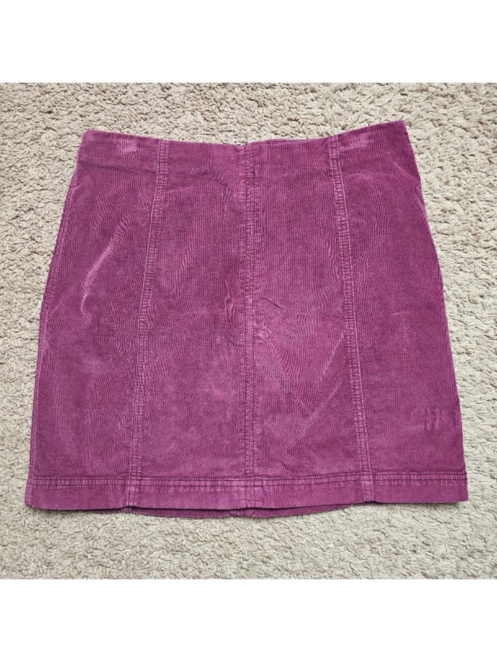 Free People Corduroy Skirt Womens 10 Red Mini Fitted Zip Up Style Stretch Boho